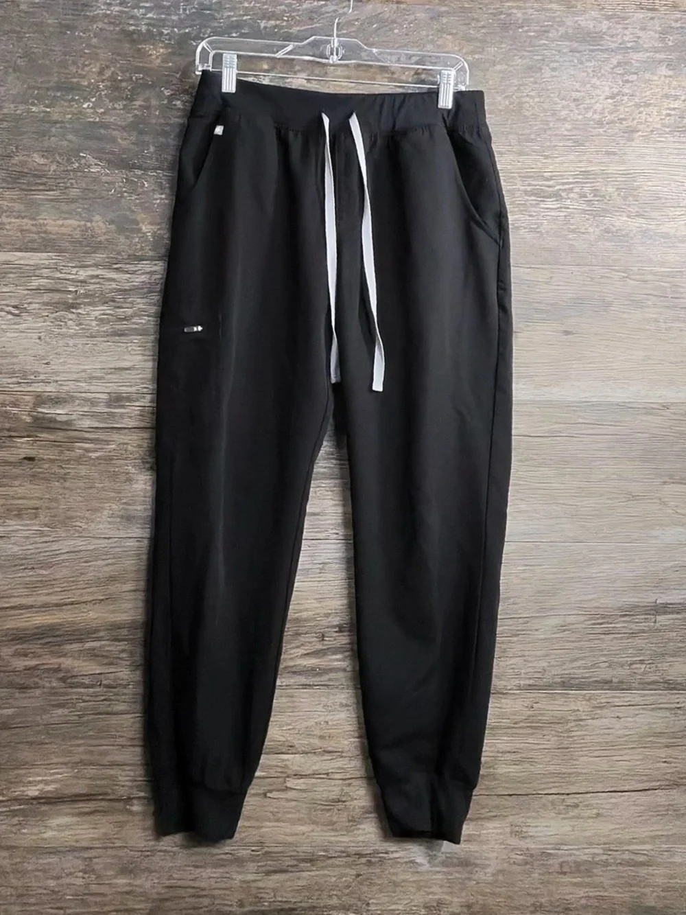 Figs Black Track Joggers Scrubs with Drawstring